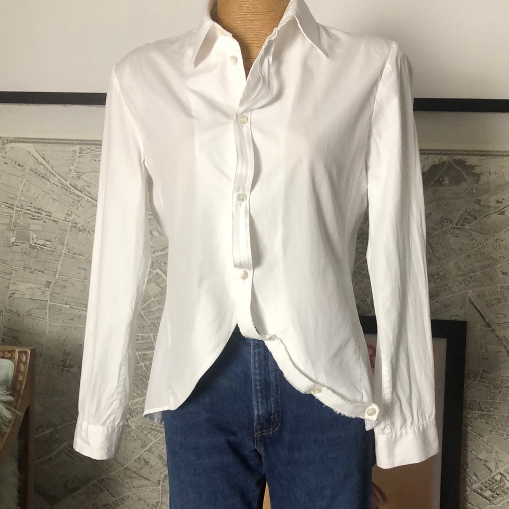 YOHJI YAMAMOTO, Classic White Button-Down Shirt Size S